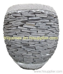 Natural stacked stone flower pot