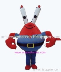 H, Krabs mascot costume, cartoon costumes mascot