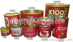 70g -3000g canned tomato paste/ketchup/sacue factory