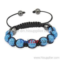 Vnistar shamballa 10mm beads bracelets with blue crystal