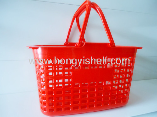 Plastic supermarket shopping double handle basket