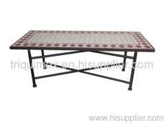 Wrought iron and ceramic mosaic rectangular coffee table