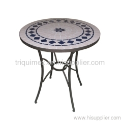Wrought iron and ceramic mosaic round table