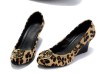 New ladies leopard print wedge heel shoes