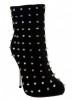 Ladies studded high heel dress ankle boots black