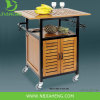 Wooden and Metal Frame Kitchen Trolley With Big Storage Cabinet