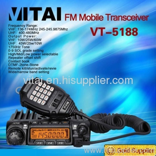 High Power Output VHF/UHF Vehicle Radio VT-5188