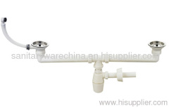 Two Sink Heads Bottle Trap Drainer With Overflow Fitting