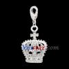 Silver plated crown clasp charms HCC219 with crystal stone