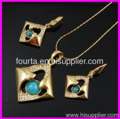 Special Turquoise Series Golden Costume Jewelry Set 1120539