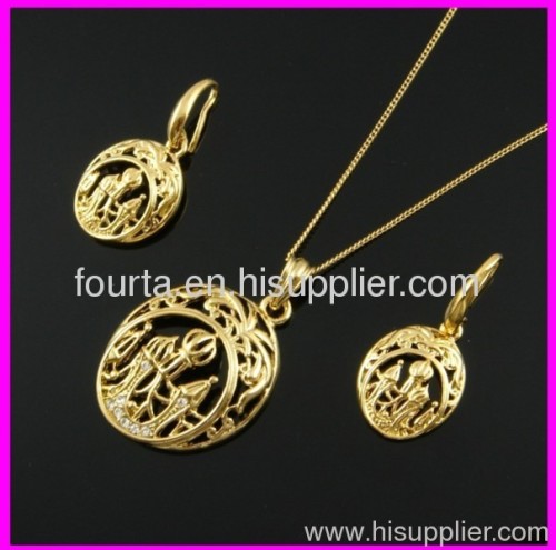 18K Gold Plating Allah Zircon Jewelry Set 1120500