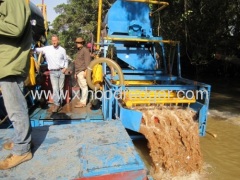 GOLD SELECTING DREDGER IN RIVER