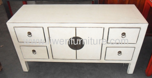 White TV cabinet 4 drawers 2 doors