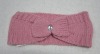 acrylic pink knit headband with bow