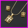 Gold Cross Design Jewelry Set 1120275