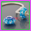 Cyan silver plated core murano glass bead PGB552 with flowers