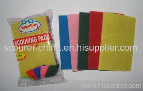 scouring pad with five colour