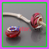 Red silver plated core wholesale murano glass bead PGB548 with pink hearts