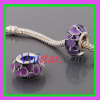 Silver plated core wholesale murano glass bead PGB546 with purple flowers