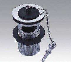 Brass Chrome Plated Waste Drain With Rubber Plug And Chain