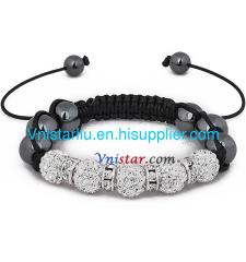 Clear crystal stones beads macrame bracelet SBB238-1 with clear stones