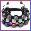 Extra wide clear crystal stone beads macrame bracelet SBB240-1