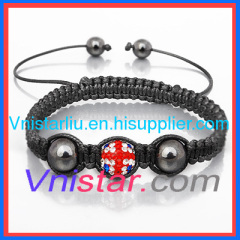 British flag rhinestone beads macrame bracelet SBB065-21