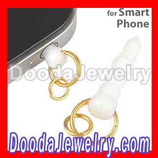 White Plastic Earphone Jack Charm Connector with Hole