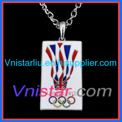Shamballa necklace VSN040 with rectagle white enamel pendant