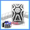 Silver plated stopper bead PC172 with clear stones