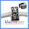 Silver plated stopper bead PC168 with flowers stamped