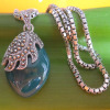 sterling silver agate and marcasite pendant necklace,925 Thai silver jewelry