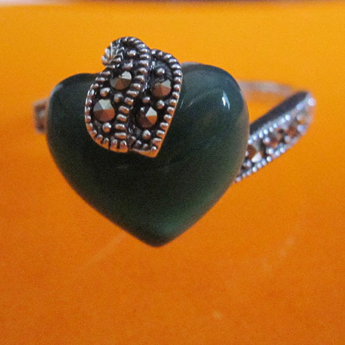 925 Thai agate ring,sterling Thai silver marcasite ring,925 Thai silver jewelry
