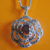 925 Thai Silver Mosaic synthetic ruby Pendant necklace,925 Thai silver jewelry