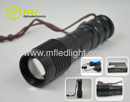 Focusing high power cree xml t6 led flash light 10W rechargeable zoom torch light