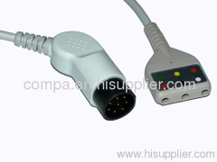 Nihon Kohden din style 3lead ECG cable