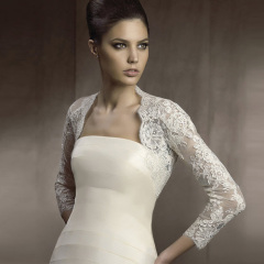 3/4 sleeve bridal alencon lace bolero jacket