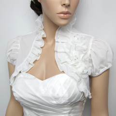 short sleeve bridal chiffon wedding bolero jacke