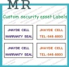 Custom visit card security address labels