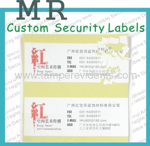 Custom Eggshell Sticky Address Labels,Security Egg Shell Aaddress Labels,Destructive Asset Labels with Permanent Glue