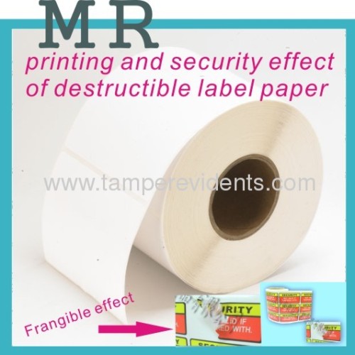 Egg skin adhesive ultra destructible vinyl label paper rolls