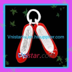 Wholesale vnistar silver plated red shoes charms UC288