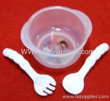 10.6x4.7x12.4CM Plastic Baby set baby bowl with fork and spoon Fork length: 12.5 CM