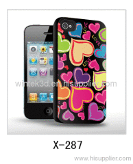 love hearts picture 3d covers of iPhone4,pc case rubber coated,multiple colors available