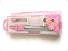 Gray +Pink Pencil lead Drawing compasses Plastic Case : 130*45*20mm 1 Pencil lead 1 ruler 1 compasses