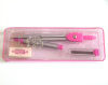 Pink Zinc Alloy Drawing compasses 1 mechanical pencil 1 compasses 1 eraser 1 ruler Plastic Case 140*45*20mm
