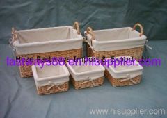 wicker storage basket with handle