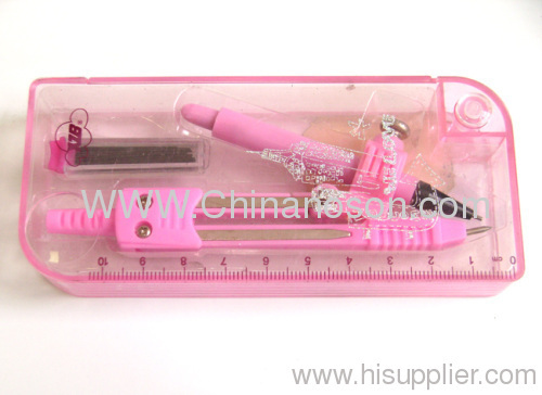 Pink Plastic Drawing compasses Plastic Case size 125*55*2mm 1 compasses Pink