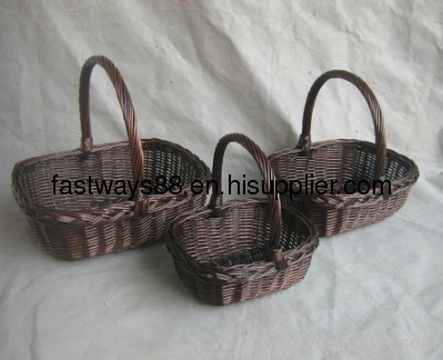 wicker basket with handle