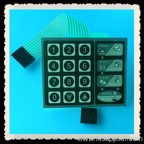 LED membrane switch keypad with housing and pins